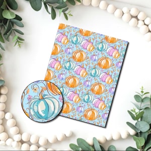 Preppy Floral Kürbisse Bild Übertragungspapier /Polymer Clay WASSER TRANSFER Papier Tontransfer für Schmuck / Halloween Bunter Herbst D882E