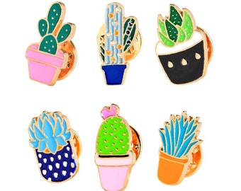 Free US Shipping || Cactus & Succulent Enamel Pin Set of 6