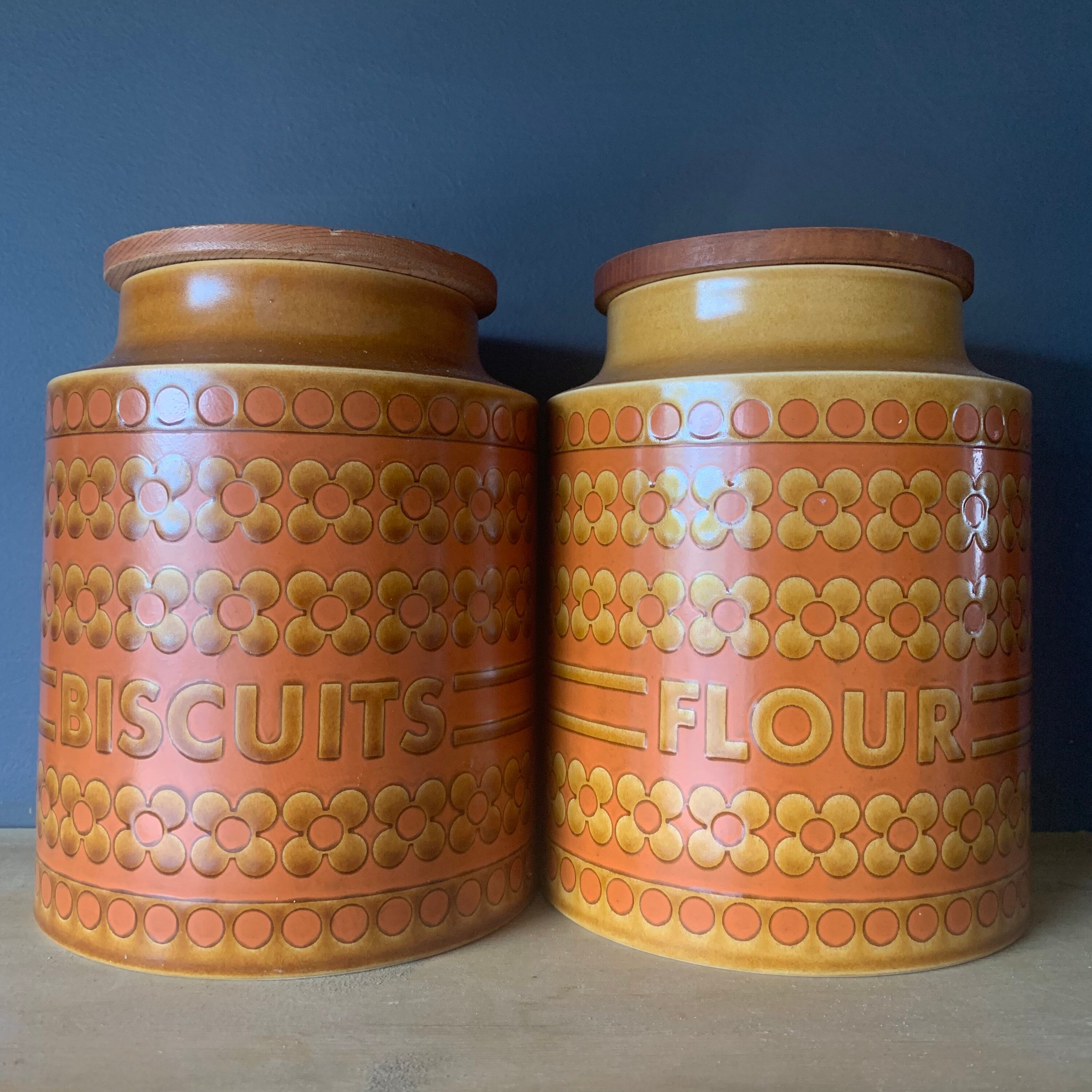 Large Hornsea Pottery Canisters Saffron Pattern Biscuits and Etsy Australia