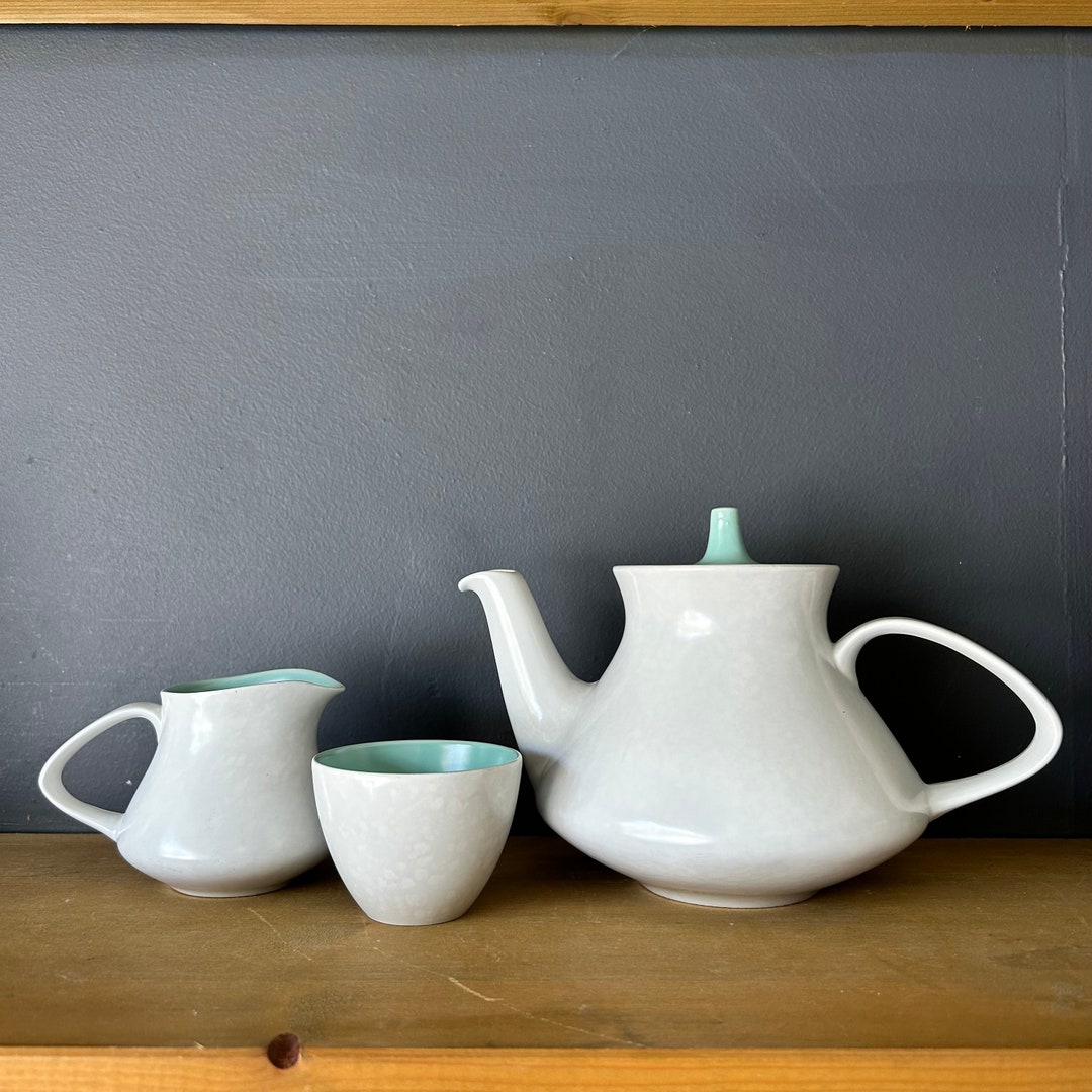 Poole Pottery Twintone Contour Teapot Sugar Dish and Milk Jug Etsy