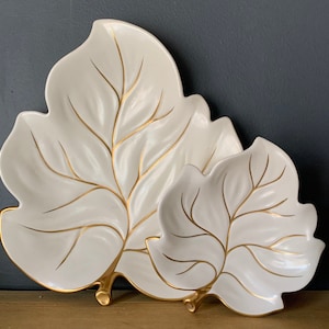 Carlton Ware White & Gold Leaf Trinket Dishes