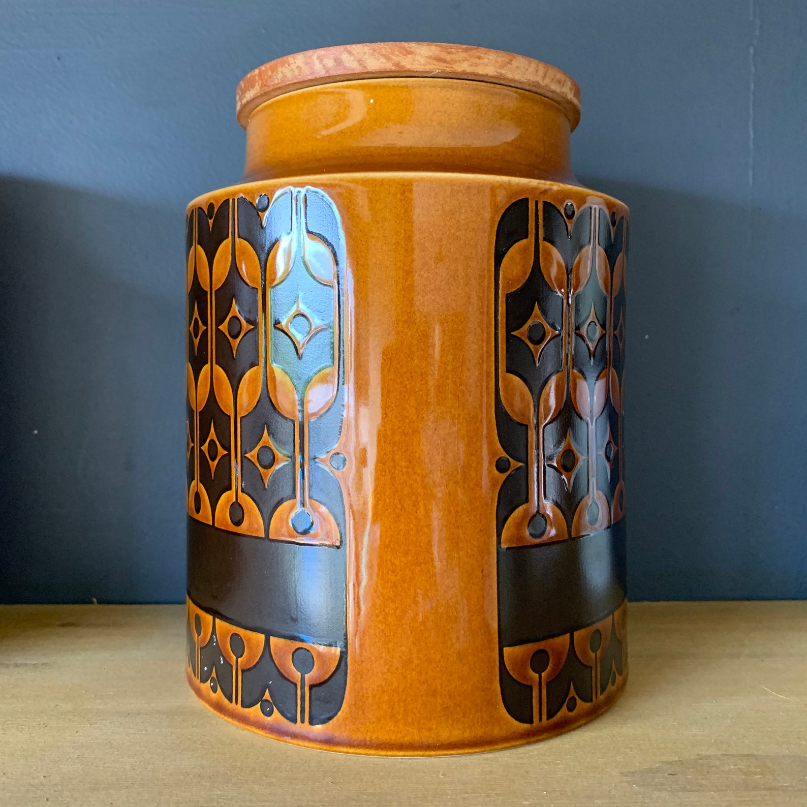 Large Hornsea Pottery Canisters Saffron and Brown Heirloom Etsy