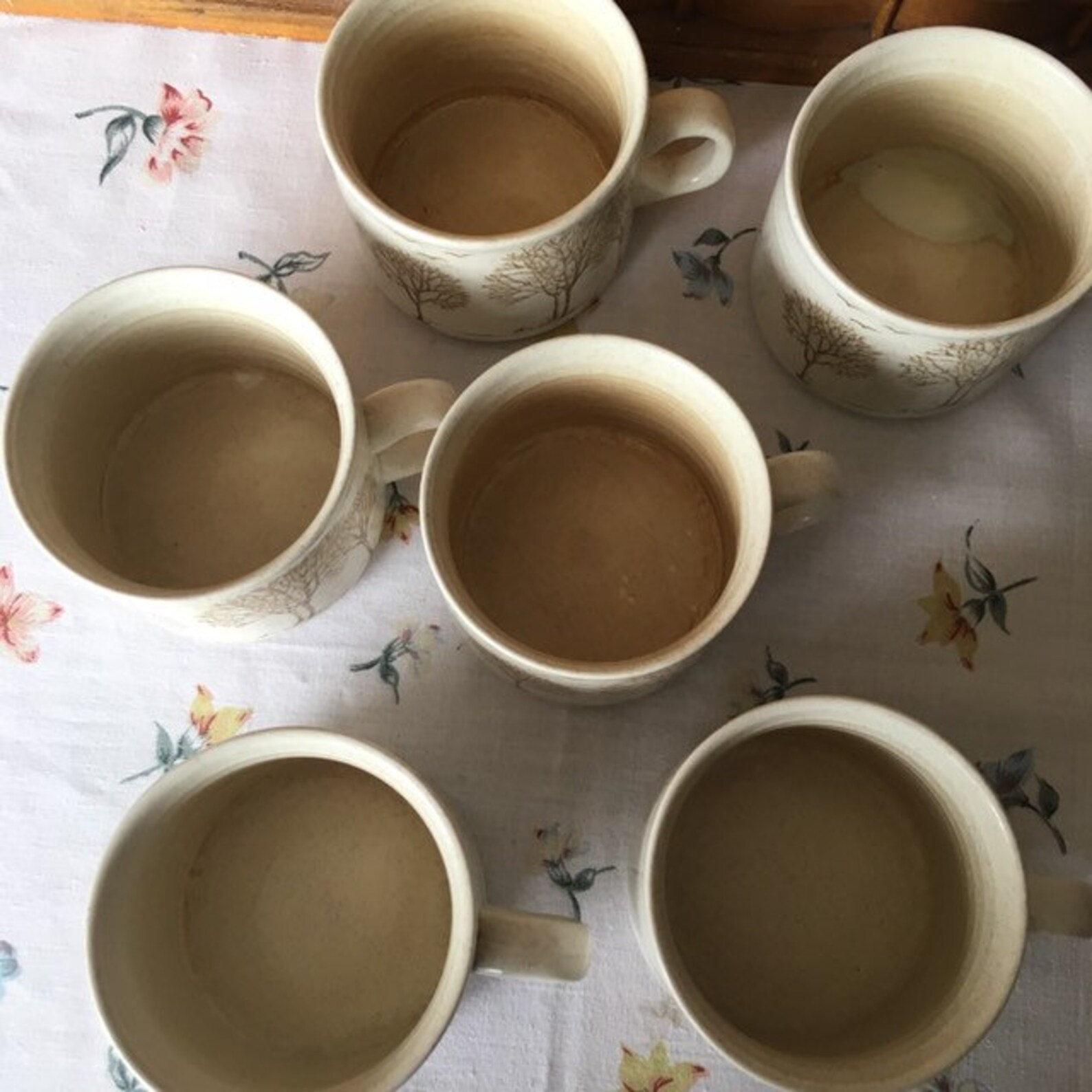 Churchill 'homespun' Stoneware Mug Set Plus Saucers. Etsy