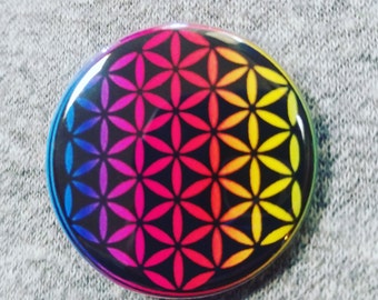 Sacred Geometry Rainbow - Button - Magnet - Bottle Opener