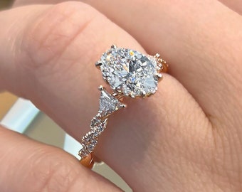 1.90 Carat F/VS1 Oval Cut Lab Grown Diamond Twist Band Engagement Ring, IGI Certified Lab Created Diamond Ring, 14k White Gold