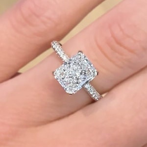 3.22Ct Cushion Cut Solitaire Diamond Engagement Ring 14k White Gold Finish 