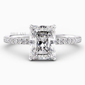 3.5 Carat Radiant Cut Engagement Ring Set - 925 Sterling Silver X-Shaped Band With Cubic Zirconia