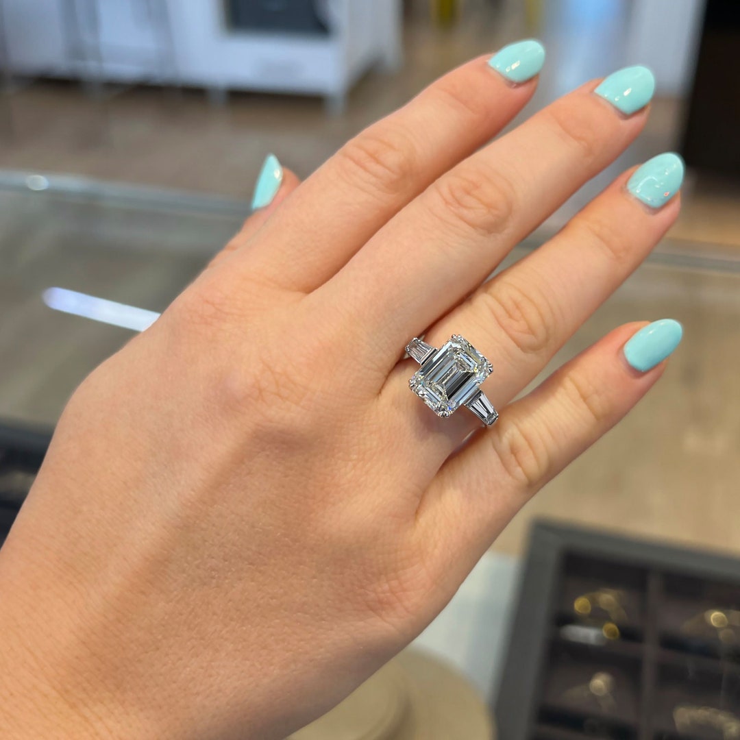Se Fiancer Au Bout De Combien De Temps 3.60ct G VS1 Bague de fiançailles en diamant taille émeraude - Etsy France