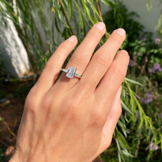 Emerald Cut Bezel Edge Solitaire Ring — J. Sampieri