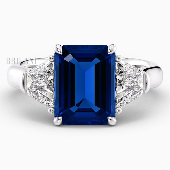 Blue emerald stone ring deals
