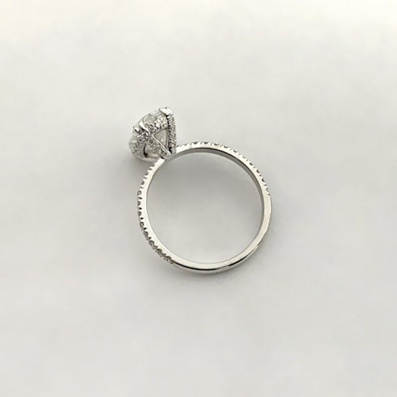 Oval Cut Moissanite Engagement Ring Hidden Halo 14k White Gold Etsy