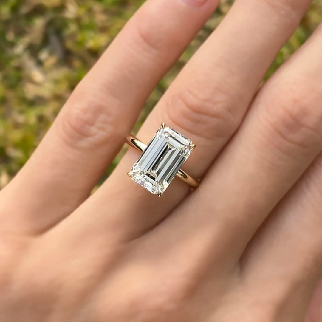 Emerald Cut Lab Grown Diamond Solitaire Engagement Ring