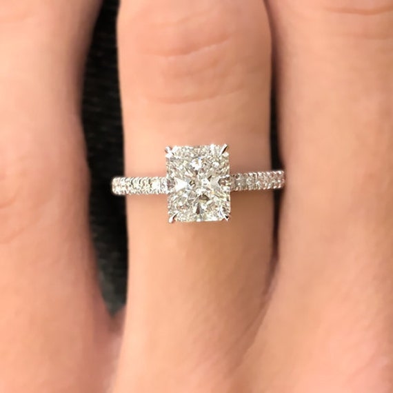 1.50ct H VS2 Radiant Cut Diamond Engagement Ring 14k White | Etsy