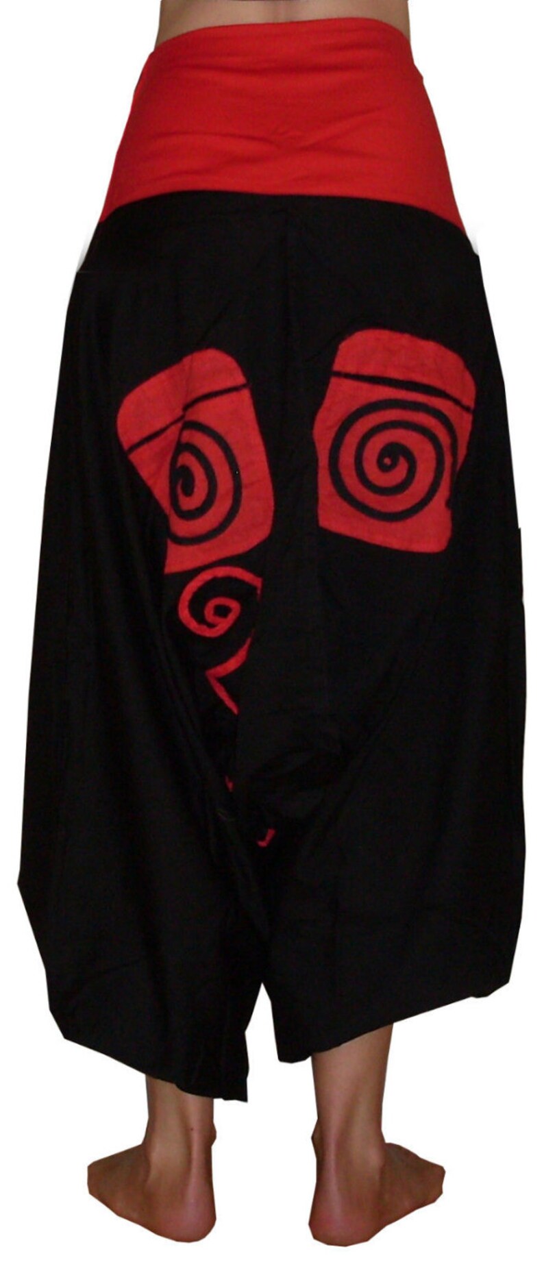 woven cotton men and women ali baba harem pants WIDE TROUSERS red black purple yoga 8 10 12 14 S M L boho psy hippie green SWIRLY