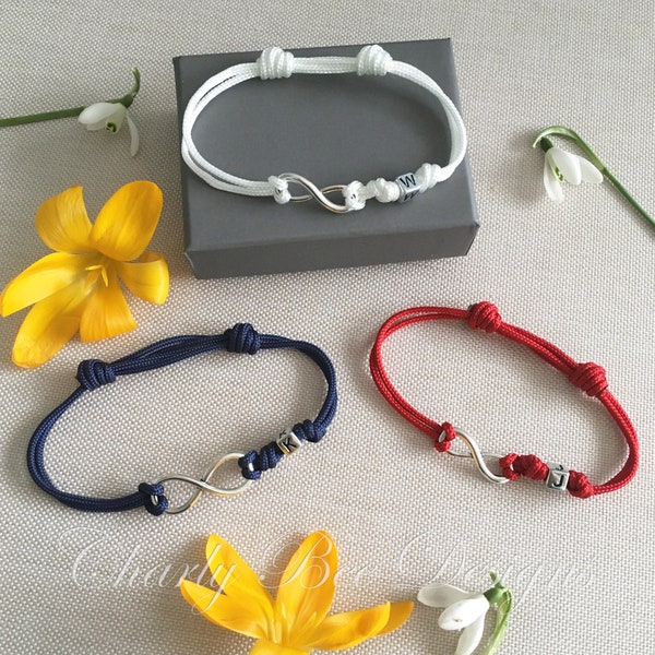 Set of 3 Personalised Family Infinity Bracelets, Friendship Bracelet, Mother Son Bracelet, Mom Dad Kid Bracelets, Mother Daughter Bracelet