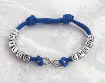 Personalised Infinity Name Bracelet For Her, Kids Names Bracelet, Name Infinity Paracord Bracelet For Women, Letter Bracelet, Gift For Mom