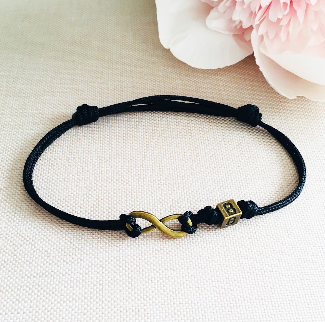 Bronze Infinity Charm Anklet With Custom Initial, Valentines Gift ...