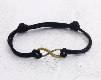 Bronze 8th Anniversary Gift, Bronze Infinity Cord Bracelet, 8th Anniversary Gift with Infinity Symbol, Eighth Anniversary Bronze Bracelet