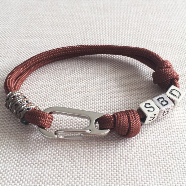 Personalised Block Colour Paracord Bracelet for him with Silver-Toned Hook Fastening, Men's bracelet, Anniversay Gift For Boyfriend