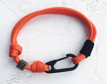 Personalised Burnt Orange Mens Bracelet, Strong Paracord Bracelet, Men Birthday, Mens Bracelet Personalised, Climbing Gift, Outdoorsy Gift