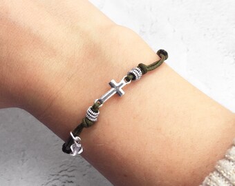 Bracciale con croce cristiana per donna, delicato braccialetto con croce per lei, braccialetti per donna, regalo cristiano, ricordo cristiano, simbolo di fede