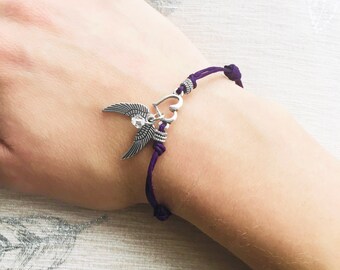 Angel Wing Bracelet For Her, Guardian Angel Gift, Spread your wings and fly Love & Guidance Gift, Spiritual Jewellery, purple bracelet UK