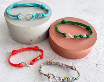 Set of 4 Personalised Family Infinity Bracelets, Family Bracelet Set, Mother's Day Gift, Mom Dad Kid Bracelets, Mum and Daughter Bracelet UK