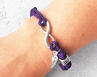 Engelsflügel & Infinity Trauerarmband für Damen, Erinnerungsgeschenk UK, Gedenkgeschenk, Initial Armband für Sie, Engelsflügel Armband