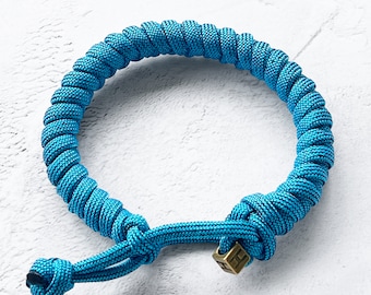 Pulsera de paracord resistente con inicial de bronce, pulsera personalizada para hombre, pulsera de camping para hombre (Reino Unido), joyería para él, pulsera de supervivencia