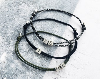 Personalised Slimline Mens Initial Bracelet, Valentines Present For Fiance, Personalised Jewellery For Men, Letter Bracelet, Husband to Be