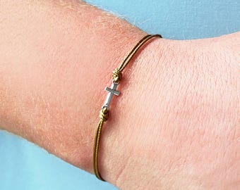 Christian Cross Bracelet for Men, Minimalist Cross Jewellery, Cross Bracelet Men, Christian Gift, Symbol of Faith, Men's Faith Jewellery UK
