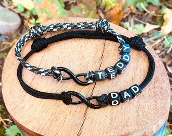 Dad and Me Infinity Name Bracelets, Fathers Day Gift UK, Dad and Daughter Matching, Gifts For Him, Daddy Bracelet, Matching Father and Son