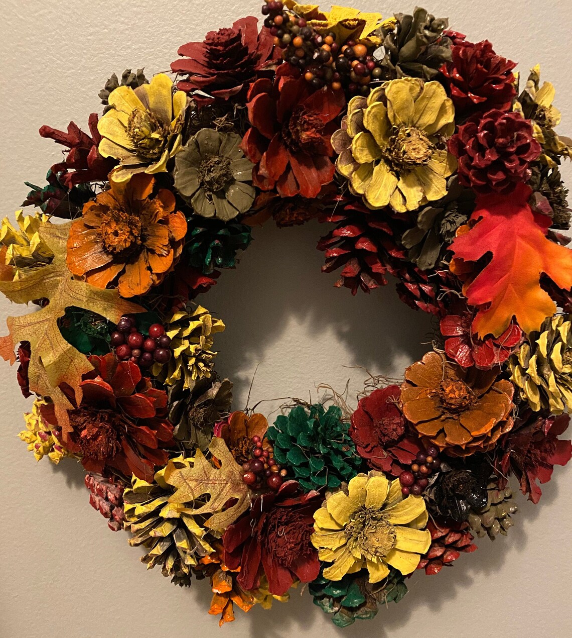 12 Custom Pine Cone Flower Wreath Woodflower Wreath Etsy