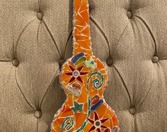 Mosaic Ukulele, Handmade Mosaic Mini Guitar, Mosaic Mini Guitar, Colorful Mosaic, Bright Mosaic