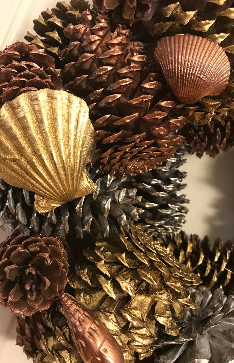 Seashell Pine Cone Wreath Pine Cone Wreath Birthday Pine Cone Wreath