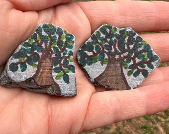 Tree of Life Mini Stone Hugs, Painted Tree, Painted Stones, Token Gift, Handmade Gift
