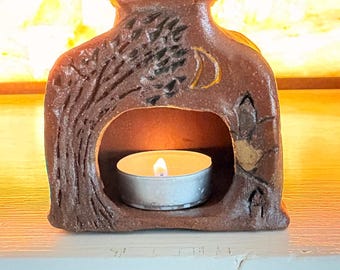 Teeny Chiminea, bougie chauffe-plat, brûleur d'encens conique, poterie faite main