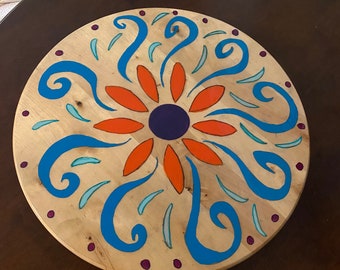 Hand Painted Lazy Susan 14” round