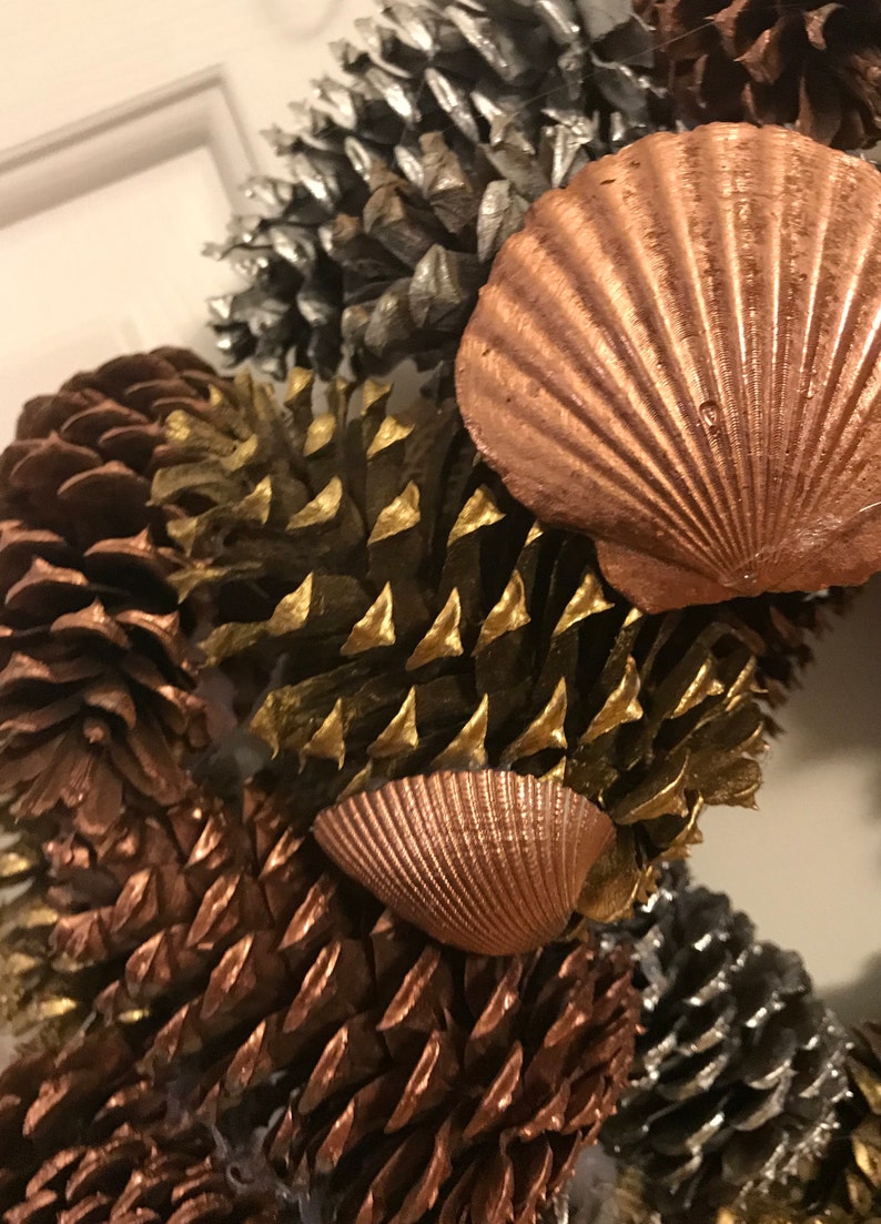 Seashell Pine Cone Wreath Pine Cone Wreath Birthday Pine Cone Wreath