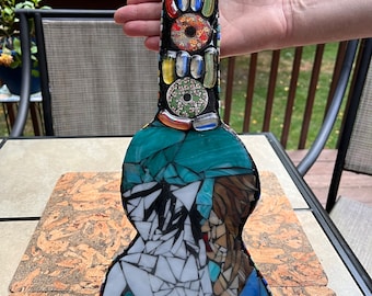 Horse and Girl Mosaic Ukulele, Handmade Mosaic Mini Guitar, Mosaic Mini Guitar, Colorful Mosaic, Bright Mosaic