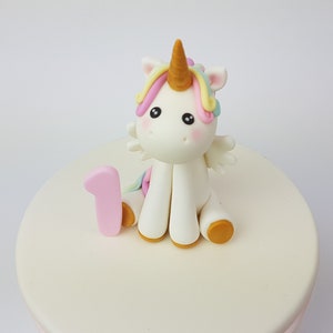 Edible Fondant 8/9cm Unicorn / Pegasus, up to 24 Flowers, Name and Age, up  to 10 Letters/ Numbers, and 12cm Rainbow Cake Toppers 