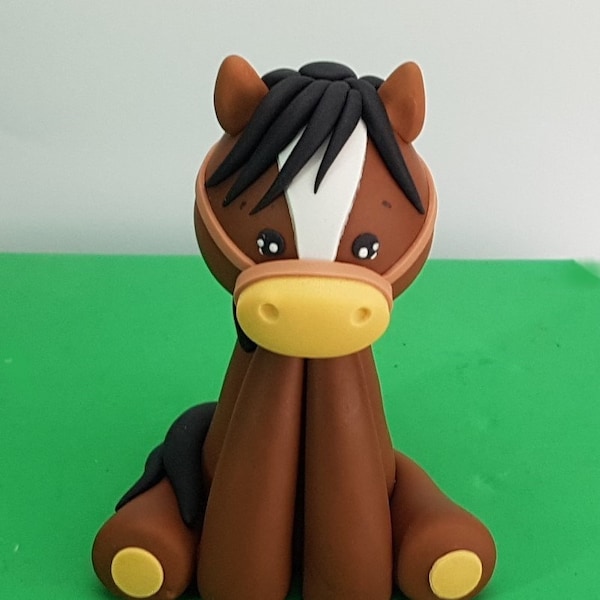 Gâteau de cheval Topper Fondant Gâteau d’anniversaire Topper Cake Figurines Décorations Bébé Cheval Gâteau Topper Poulain Gâteau Topper Poney Vache Garçon Farm Animal