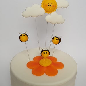 ミツバチ ケーキトッパー ベビーシャワー 誕生日 バンブルビー ブンブン 春 夏 花 ファースト 3D ハニー ハニカム シュガークラフト デコレーション