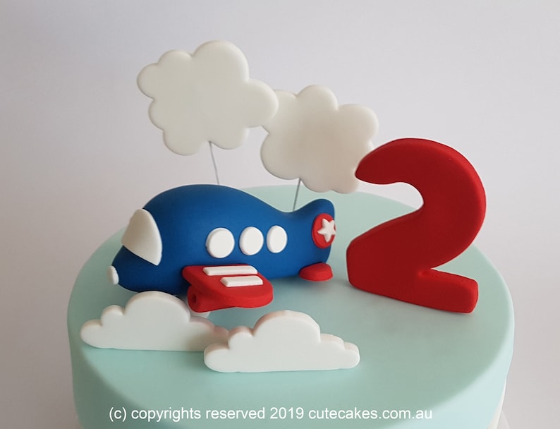 Airplane Cake Topper Aeroplane Age Number Clouds Sky Force Etsy