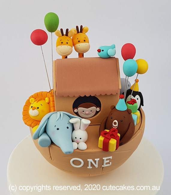 Noah S Ark Cake Toppers Sugar Craft Decorations 3d Etsy