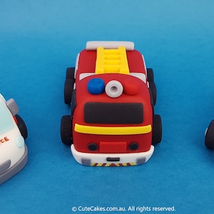 Emergency Vehicles Ambulance Fire Truck Police Car Cake Topper  Fondant Decoration 3D Sugar Craft Figurines