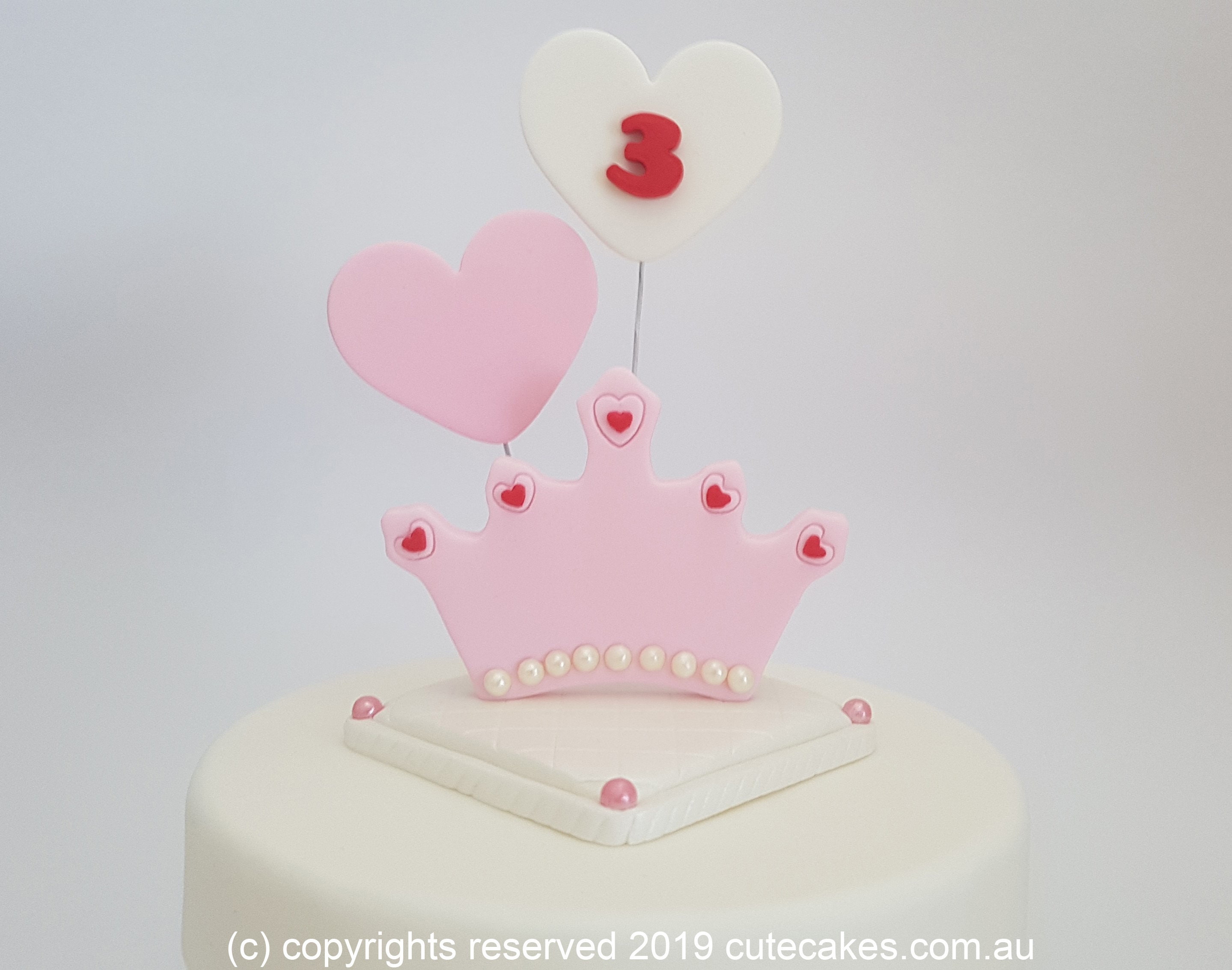 Princess Tiara Cake Topper on Pillow Sugar Craft Decorations 3D Fondant ...