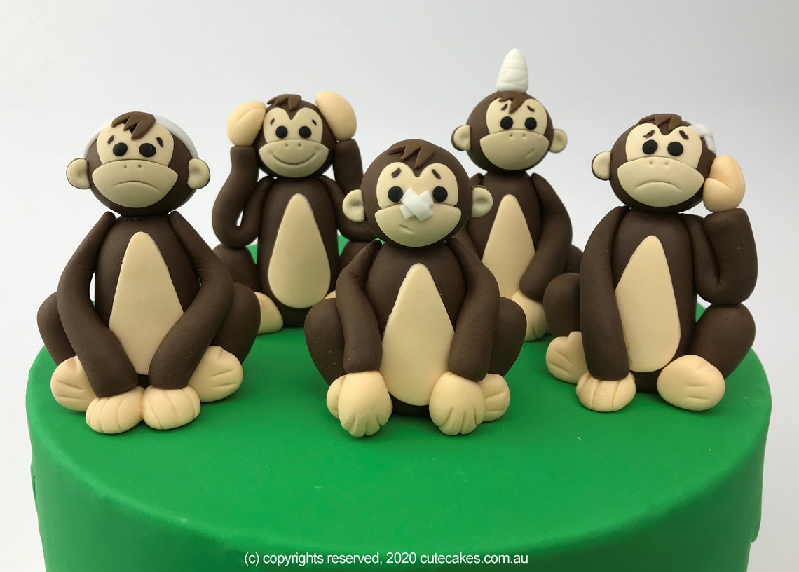 Five Little Monkeys Cake Topper Cheeky Monkey Cake Topper Etsy