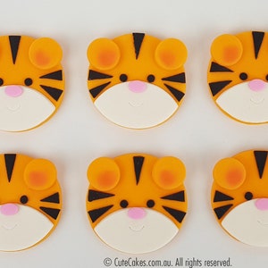 Tiger Cupcake Topper Set (includes 10) Fondant Decoration 3D Sugar Craft Figurines Birthday