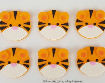 Tiger Cupcake Topper Set (includes 10) Fondant Decoration 3D Sugar Craft Figurines Birthday